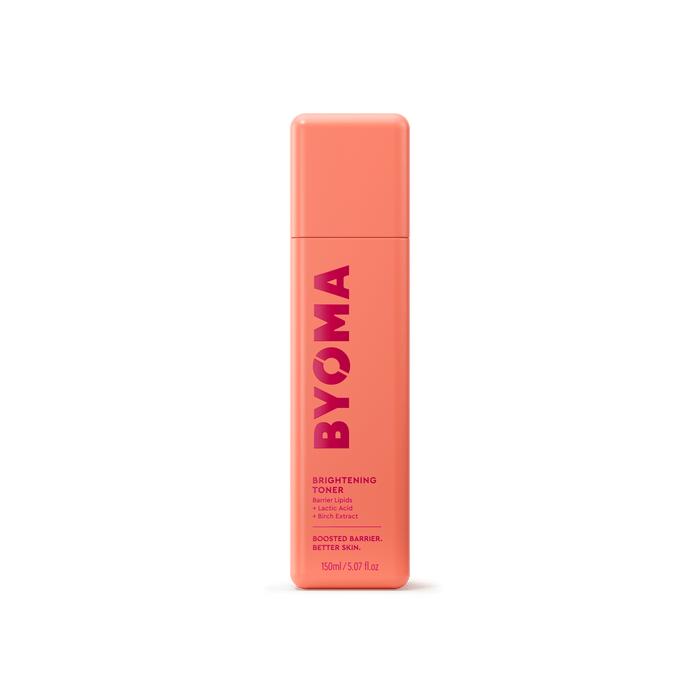 BYOMA Brightening Toner in an orange bottle.