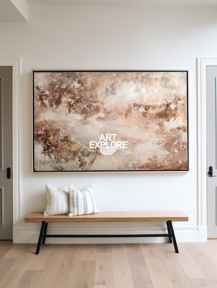 Aesthetic Brown Wabi-sabi Art, Large Minimalist Gradient Textured Canvas ArtExplore