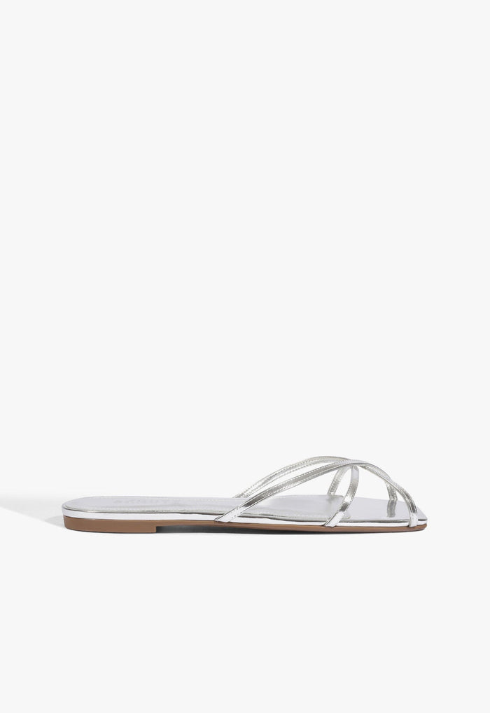 Caeline Metallic Sandal 5 Silver Leather - Schutz Shoes