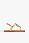 Camellia Linen Thong Flat Sandal 5 Light Wood Leather - Schutz Shoes