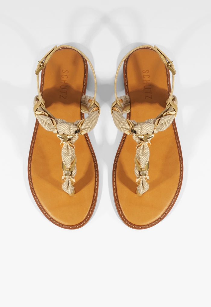 Camellia Linen Thong Flat Sandal - Schutz Shoes