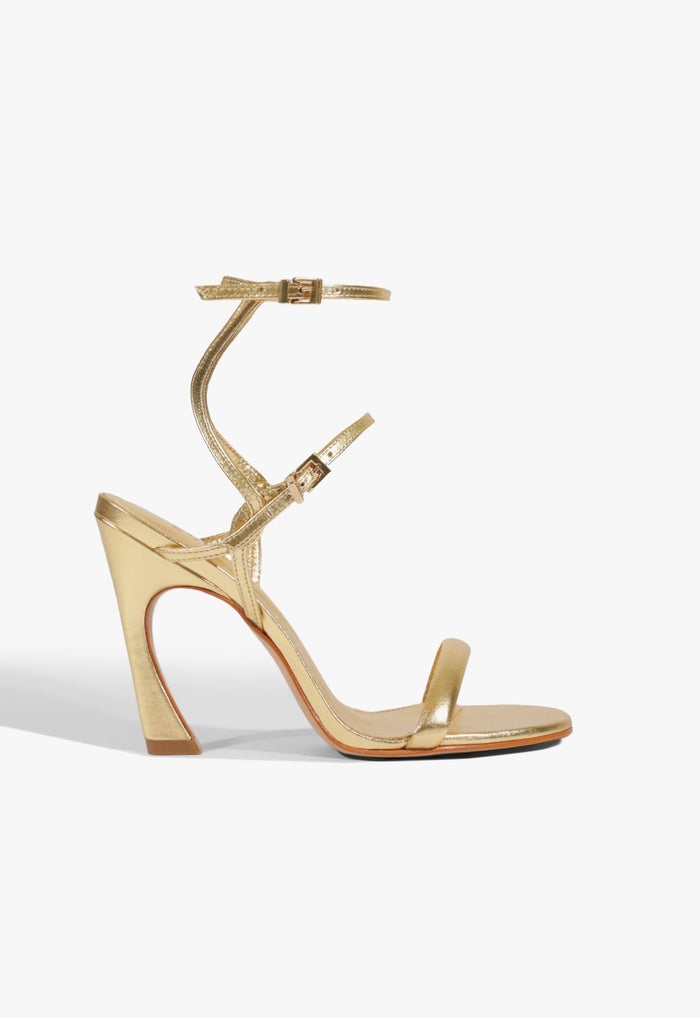 Carly Leather Stiletto Sandal 5 Gold Metallic - Schutz Shoes