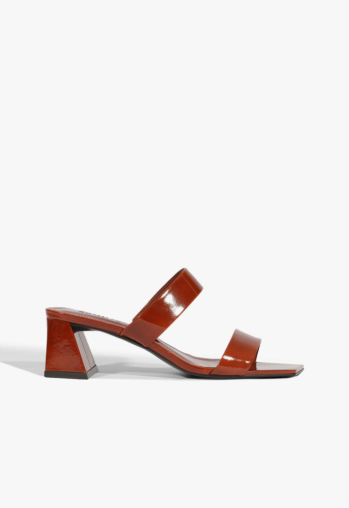 Chantal Mid Patent Sandal 5 Brown Patent - Schutz Shoes