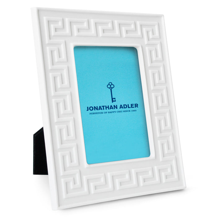 charade greek key frame 4x6 porcelain white - angle view