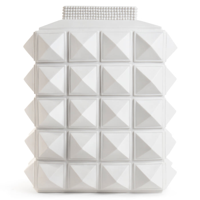 charade studded vase porcelain white - front view