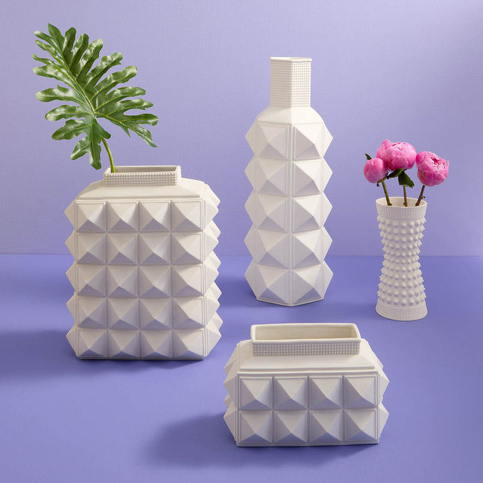 charade studded vase porcelain white - detail view