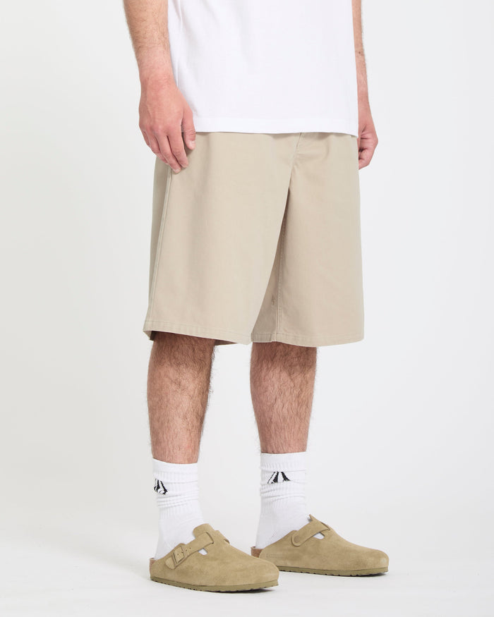 Chillow Pleat 24" Elasticated Waist Chino Short - Light Khaki