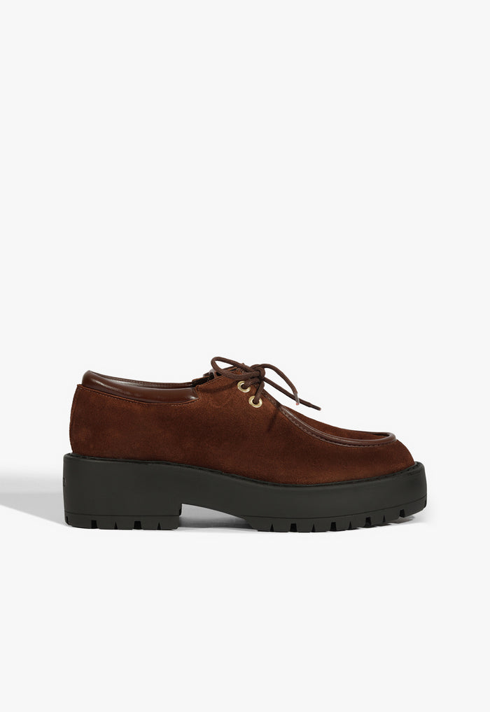 Cia Suede Flat 5 Root Brown Suede - Schutz Shoes