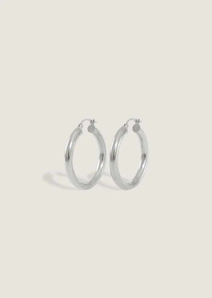 Classic Hoop Earrings Medium Silver