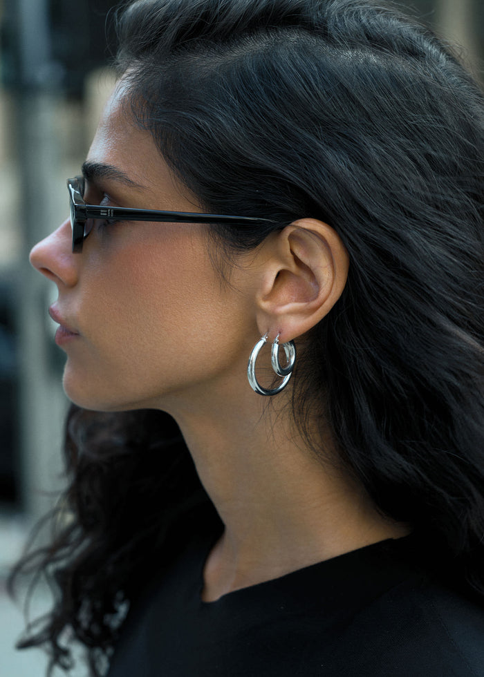Classic Hoop Earrings Small Silver