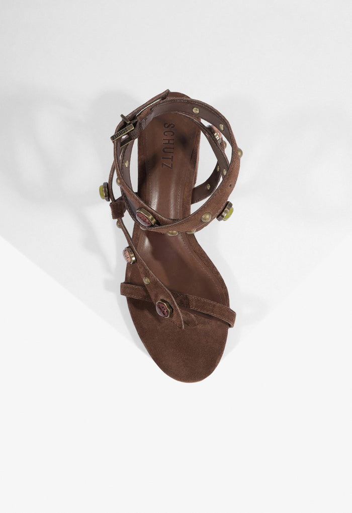 Cleo Beaded Leather Suede Sandal - Schutz Shoes