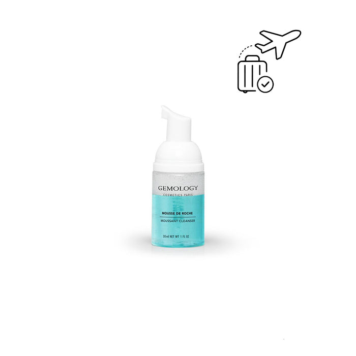 Mousse de Roche Gemology en format voyage, nettoyant visage moussant aux minéraux pour une peau nette et fraîche