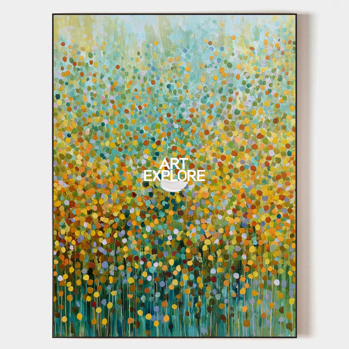 Large Vertical Abstract Dot Canvas Art Colorful Dot Painting For Livingroom| ArtExplore