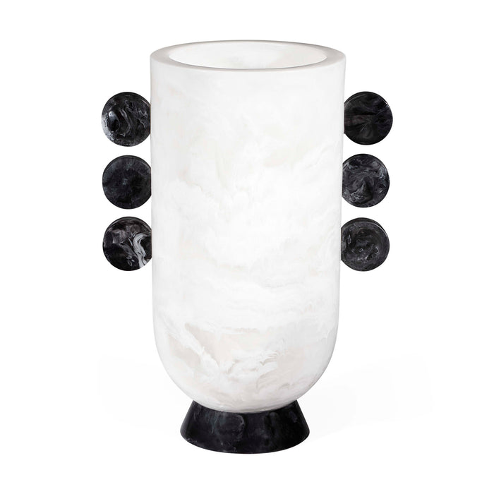 Mustique Black & White Disc Urn - front view