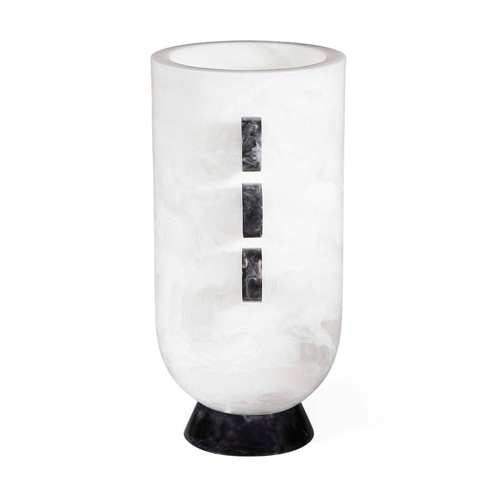 Mustique Black & White Disc Urn - side view