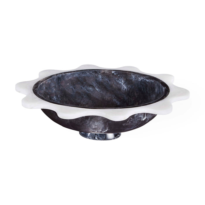 Mustique Black & White Ripple Bowl - angle view