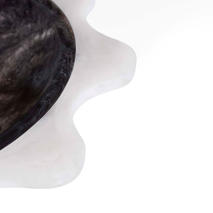 Mustique Black & White Ripple Bowl - back view