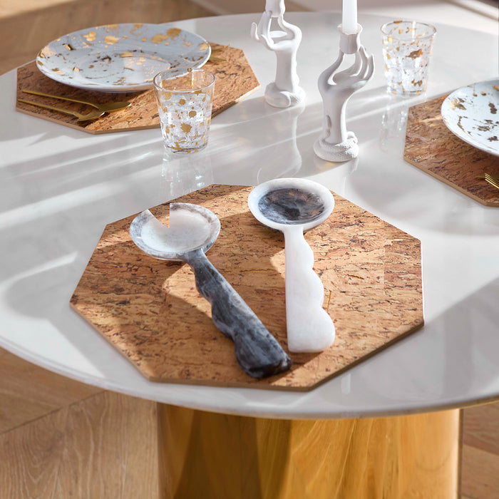 Mustique Black & White Ripple Salad Serving Set - styled view