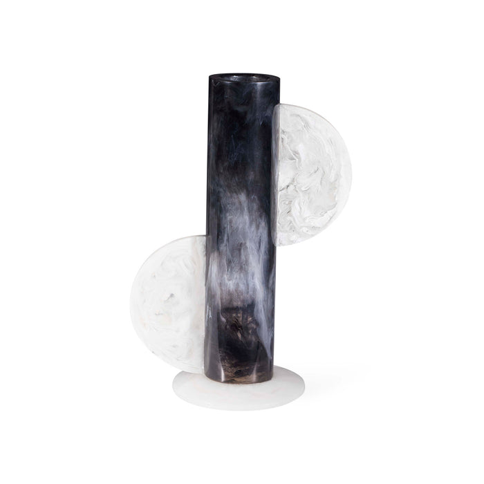 Mustique Black & White Cylinder Vase - back view