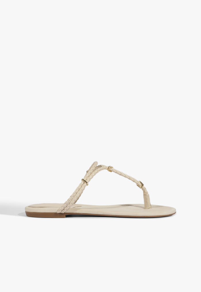 Cordelia Flat Sandal 5 Egg Shell Synthetic - Schutz Shoes