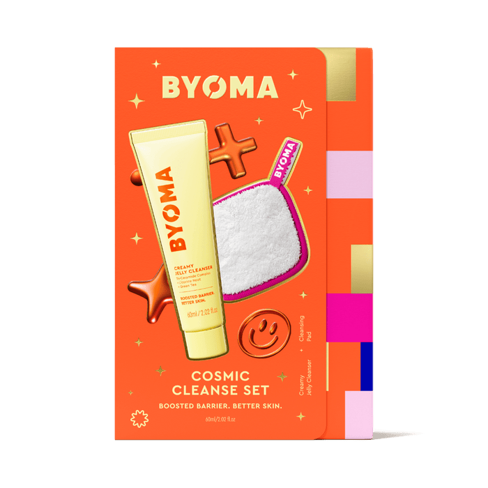 BYOMA Cosmic Cleanse Set packaging on a green background