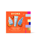 BYOMA Cosmic Glow Treat Trio packaging on an orange background