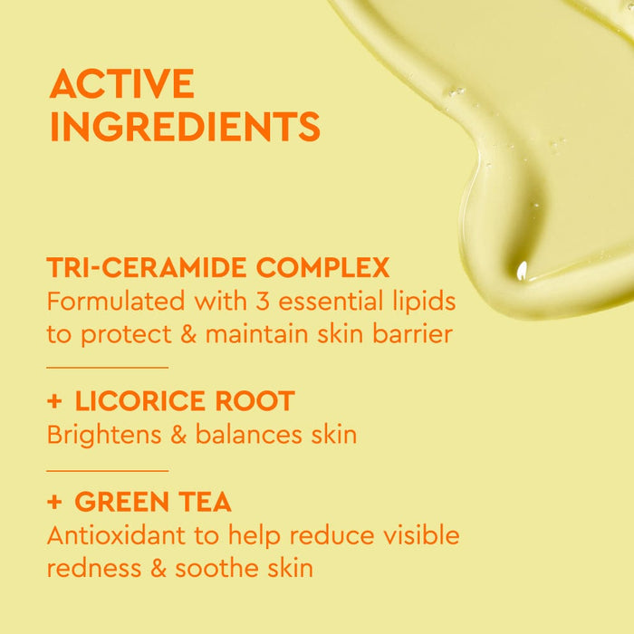 BYOMA Creamy Jelly Cleanser label listing active ingredients, on a yellow background.