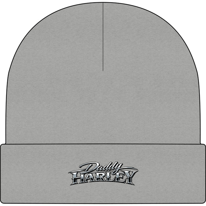 Daddy Harley Cuff Beanie — Embroidered Motorcycle Logo Beanie