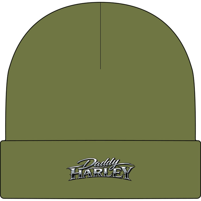 Daddy Harley Cuff Beanie — Embroidered Motorcycle Logo Beanie