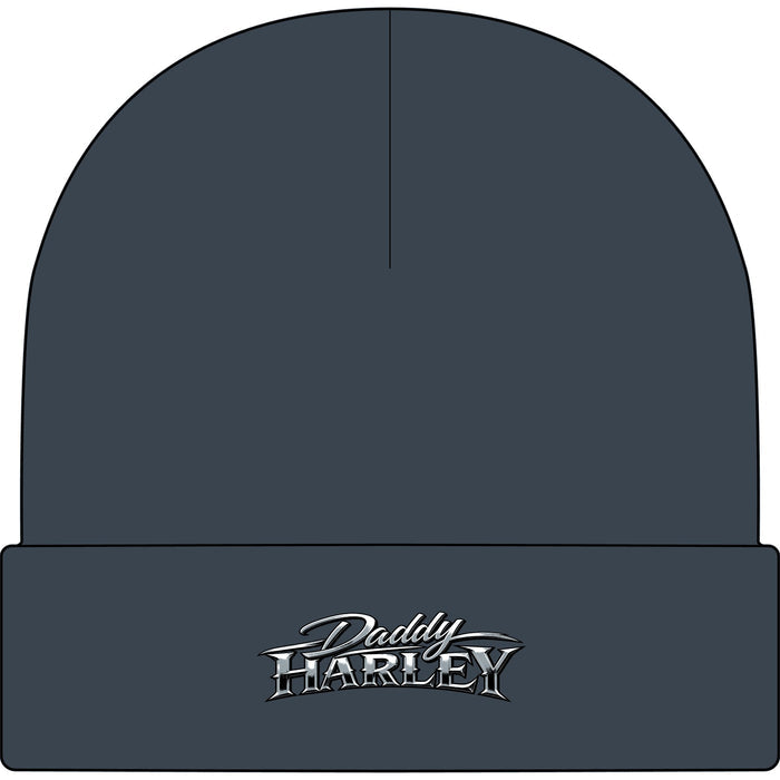 Daddy Harley Cuff Beanie — Embroidered Motorcycle Logo Beanie