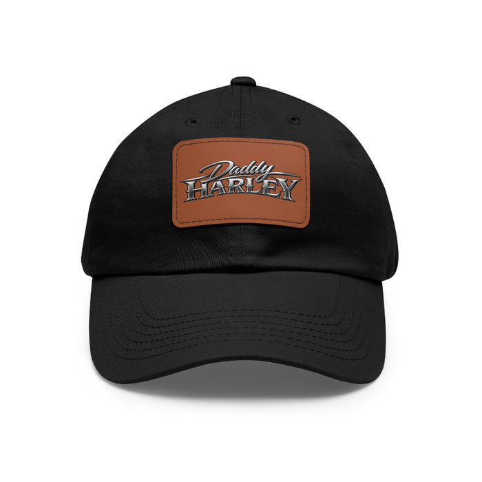 Daddy Harley Leather Patch Dad Hat — Vintage Motorcycle Baseball Cap