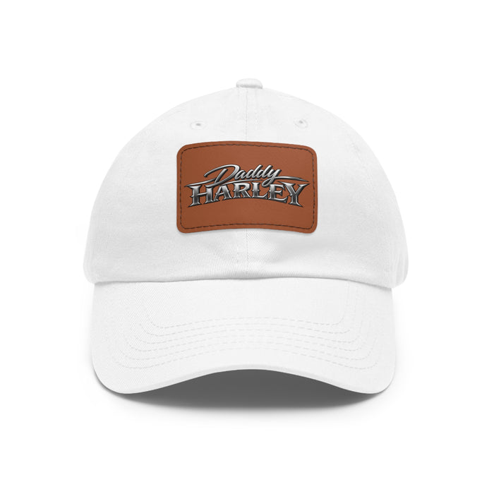 Daddy Harley Leather Patch Dad Hat — Vintage Motorcycle Baseball Cap