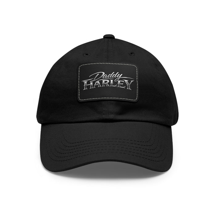 Daddy Harley Leather Patch Dad Hat — Vintage Motorcycle Baseball Cap