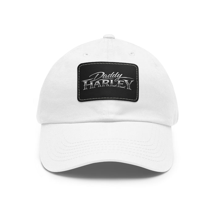 Daddy Harley Leather Patch Dad Hat — Vintage Motorcycle Baseball Cap