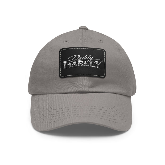 Daddy Harley Leather Patch Dad Hat — Vintage Motorcycle Baseball Cap