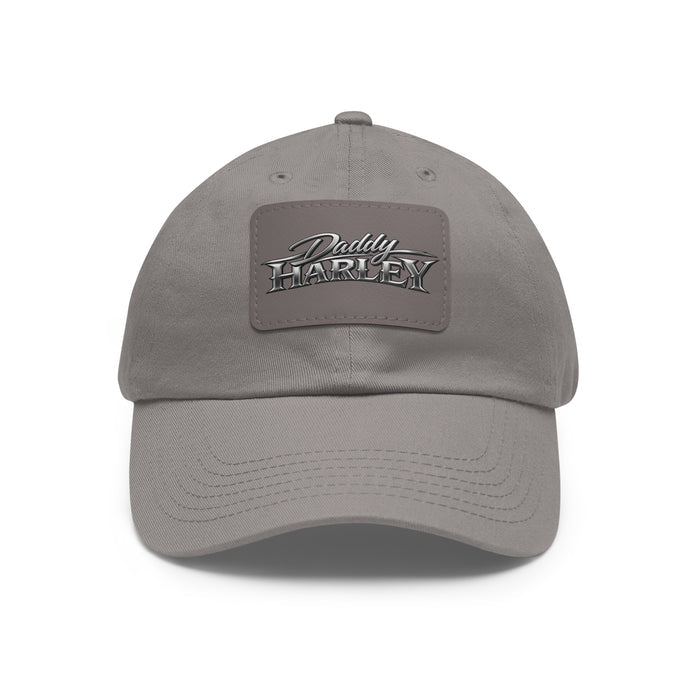 Daddy Harley Leather Patch Dad Hat — Vintage Motorcycle Baseball Cap