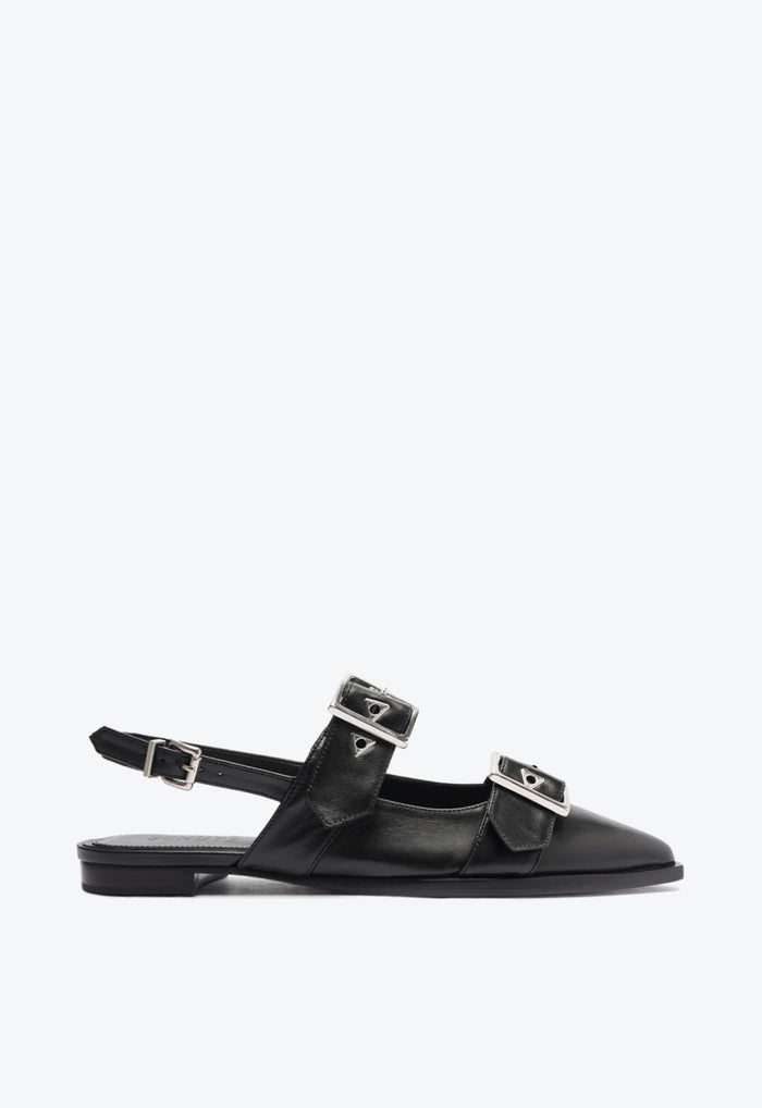 Darla Sling Leather Flat 5 Black Leather - Schutz Shoes