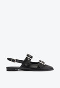 Darla Sling Leather Flat 5 Black Leather - Schutz Shoes