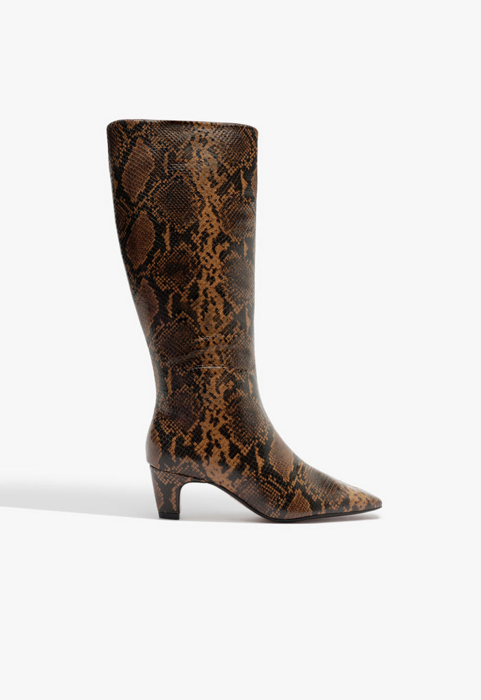 Dellia Up Casual Boot 5 Pecan Brown Snake - Schutz Shoes
