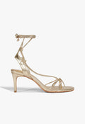 Demetria Mid Metallic Leather Sandal 5 Platinum Metallic - Schutz Shoes