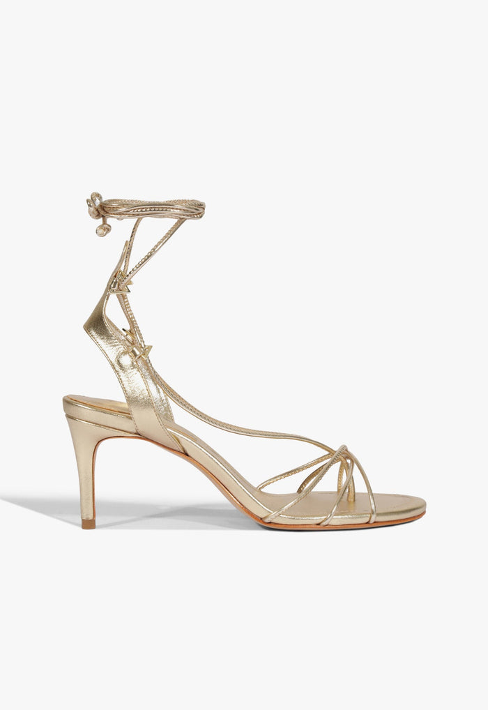 Demetria Mid Metallic Leather Sandal 5 Platinum Metallic - Schutz Shoes