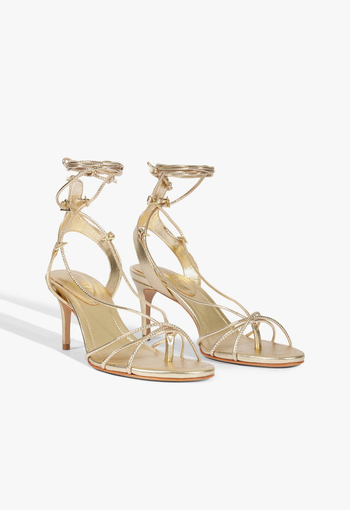 Demetria Mid Metallic Leather Sandal - Schutz Shoes