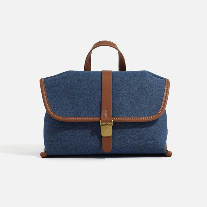 Denim messenger bag, women's casual canvas handbag, tote square bag