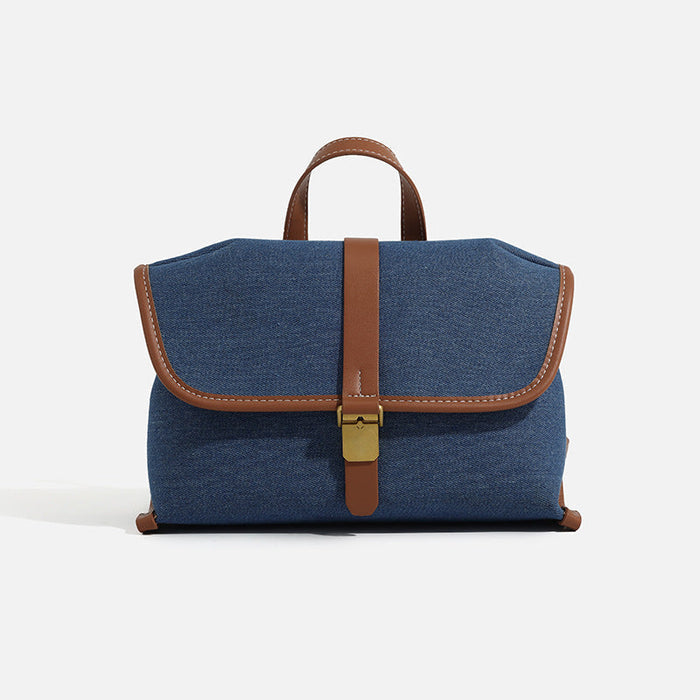 Denim messenger bag, women's casual canvas handbag, tote square bag