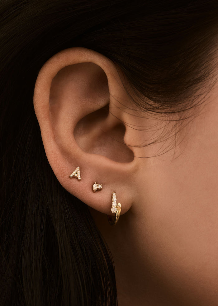 Diamond Initial Stud Earring