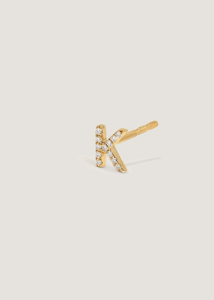 Diamond Initial Stud Earring