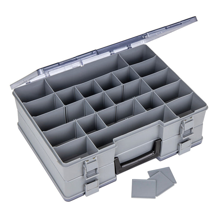 6772AD (748-2) Double-sided Small Industrial Satchel Compartment Case shown open at angle with dividers