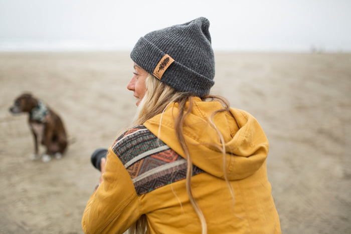 Doug Fir 100% Merino Wool + Cork Beanie | Charcoal