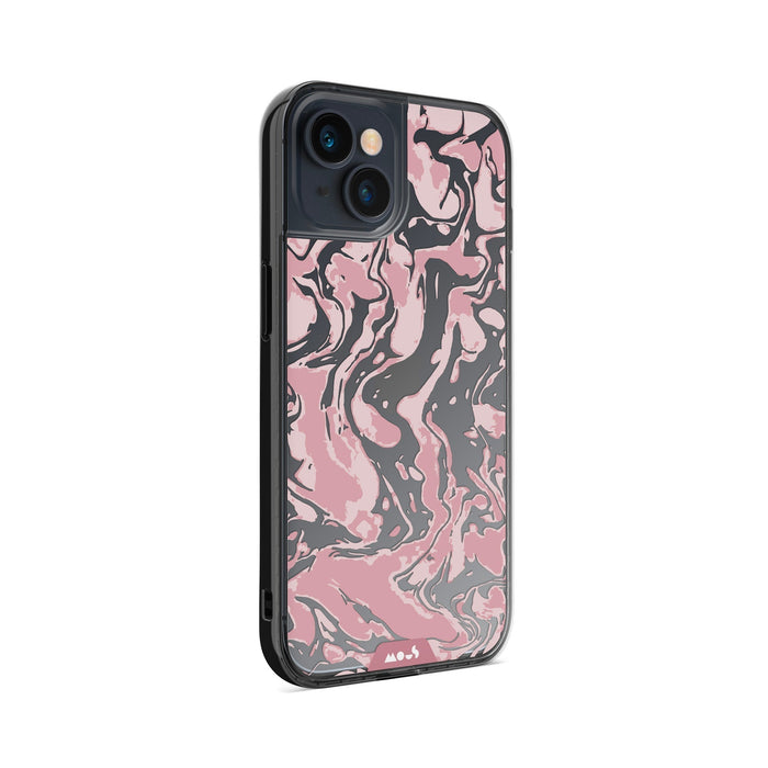 Clear Protective Phone Case Transparent Qi Wireless Charging Marbled Dusky Pink Design | iPhone 13,iPhone 13 mini