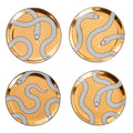 eden coasters porcelain gold black white - front view